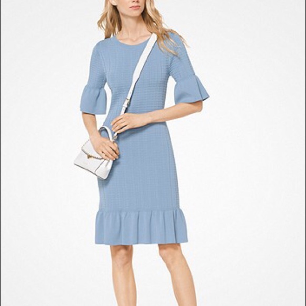 Michael Kors Light Blue bell-sleeve dress.